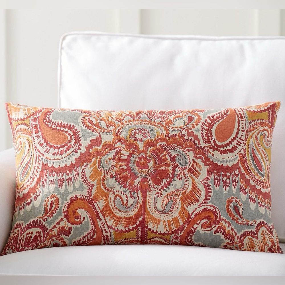 pottery barn | Marie Paisley Print Lumbar Pillow Cover